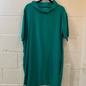 Cos green dress with pockets. Cowl neck. Size 14